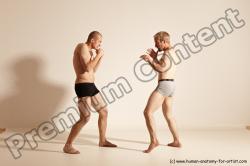 Underwear Martial art Man - Man White Moving poses Athletic Short Blond Dynamic poses Academic